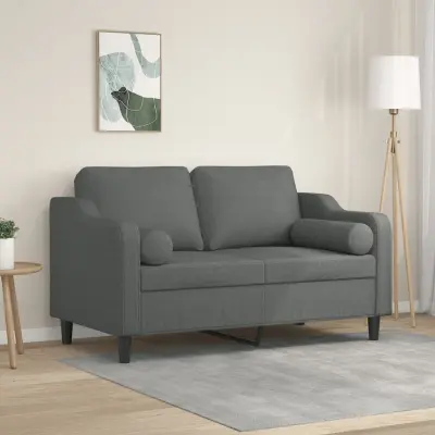 The Living Store Kavč dvosed z blazinami temno siv 120 cm blago - Kavč Dvosed
