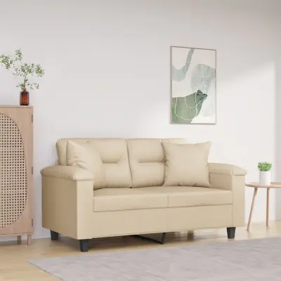 The Living Store Kavč dvosed z blazinami krem 120 cm tkanina iz mikrovlaken - Dvosed