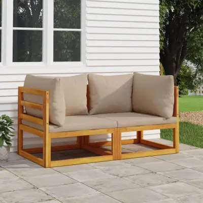 The Living Store Segmentni kotni kavči 2 kosa s taupe blazinami trdna akacija - Kotni Kavč
