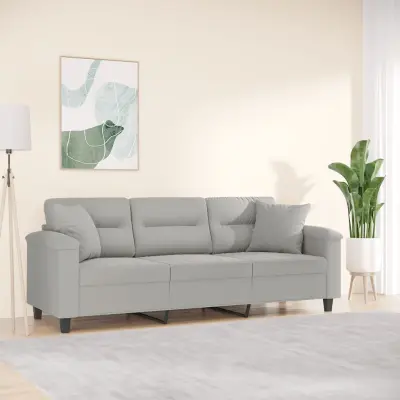 The Living Store Trosed z blazinami svetlo siv 180 cm tkanina iz mikrovlaken - Trosed