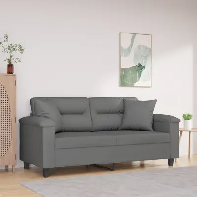 The Living Store Kavč dvosed z blazinami temno siv 140 cm tkanina iz mikrovlaken - Dvosed