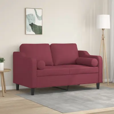 The Living Store Kavč dvosed z blazinami vinsko rdeč 120 cm blago - Kavč Dvosed