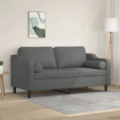 The Living Store Kavč dvosed z blazinami temno siv 140 cm blago - Kavč Dvosed