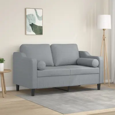 The Living Store Kavč dvosed z blazinami svetlo siv 120 cm blago - Kavč Dvosed