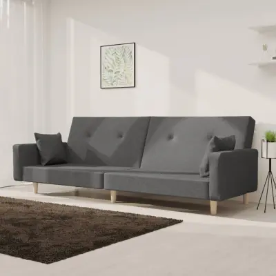 The Living Store Kavč dvosed z ležiščem in dvema blazinama svetlo sivo blago - Raztegljiv Kavč