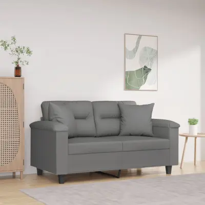 The Living Store Kavč dvosed z blazinami temno siv 120 cm tkanina iz mikrovlaken - Dvosed