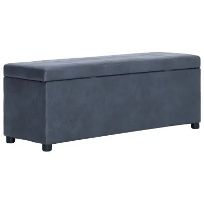 The Living Store Klop s prostorom za shranjevanje 116 cm sivo umetno semiš usnje - Klop