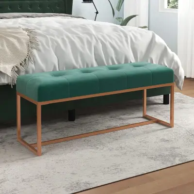 The Living Store Klop temno zelena 110x36x45 cm žamet - Klop