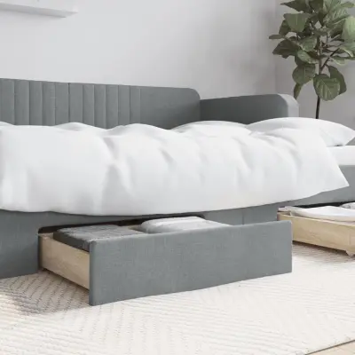 The Living Store Posteljni predal 2 kosa svetlo siv inženirski les in tkanina - Predal Za Shranjevanje Pod Posteljo