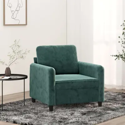 The Living Store Fotelj temno zelen 60 cm žamet - Enosed