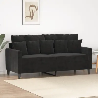 The Living Store Kavč dvosed črn 140 cm žamet - Dvosed