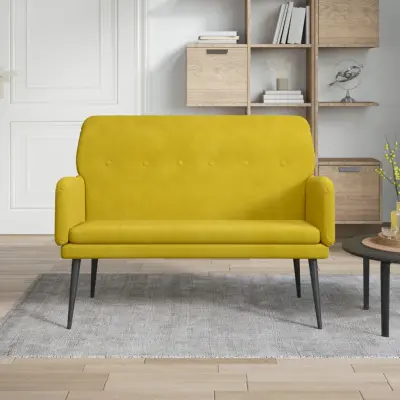 The Living Store Klop rumena 108x79x79 cm žamet - Klop