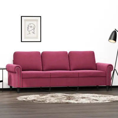 The Living Store Kavč trosed vinsko rdeč 180 cm žamet - Trosed