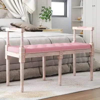 The Living Store Klop roza 110x40x70 cm žamet - Klop