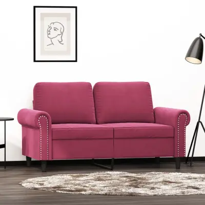 The Living Store Dvosed vinsko rdeč 120 cm žamet - Dvosed