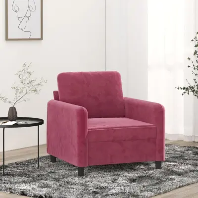 The Living Store Fotelj vinsko rdeč 60 cm žamet - Enosed