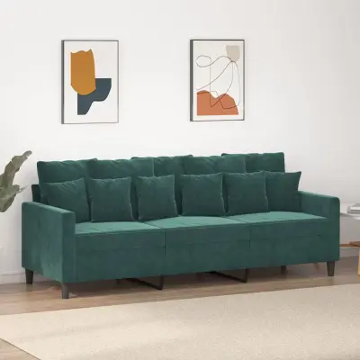 The Living Store Kavč trosed temno zelen 180 cm žamet - Trosed