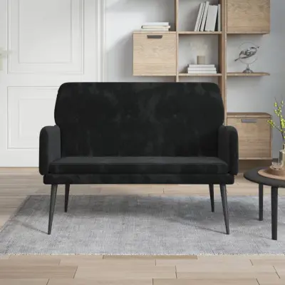 The Living Store Klop črna 108x79x79 cm žamet - Klop