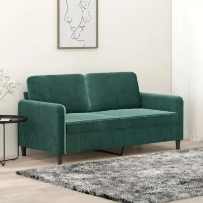 The Living Store Dvosed temno zelen 140 cm žamet - Dvosed