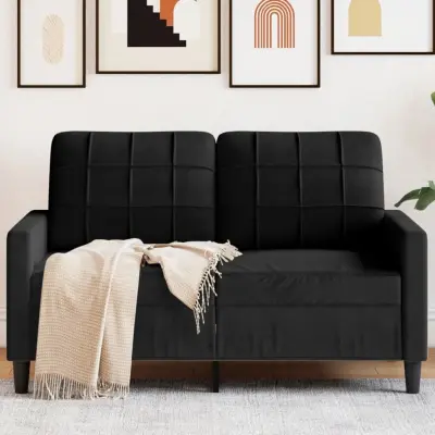 The Living Store Kavč dvosed črn 120 cm žamet - Dvosed