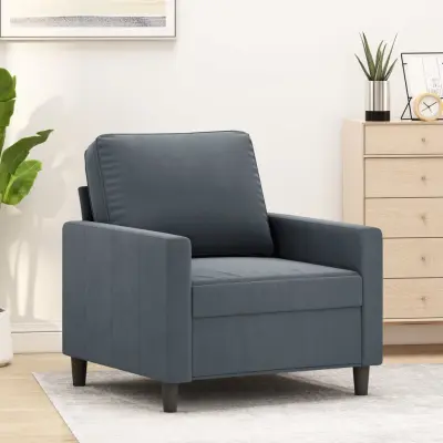 The Living Store Fotelj temno siv 60 cm žamet - Enosed
