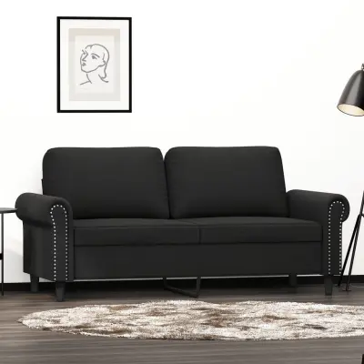 The Living Store Kavč dvosed črn 140 cm žamet - Dvosed