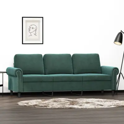 The Living Store Kavč trosed temno zelen 180 cm žamet - Trosed