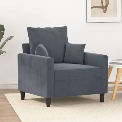 The Living Store Fotelj temno siv 60 cm žamet - Enosed