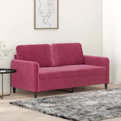 The Living Store Dvosed vinsko rdeč 140 cm žamet - Dvosed