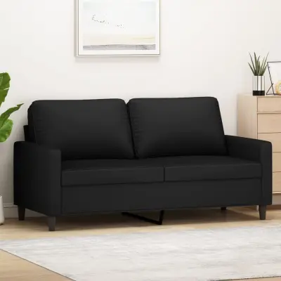 The Living Store Kavč dvosed črn 140 cm žamet - Dvosed