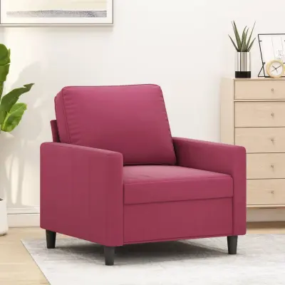 The Living Store Fotelj vinsko rdeč 60 cm žamet - Enosed
