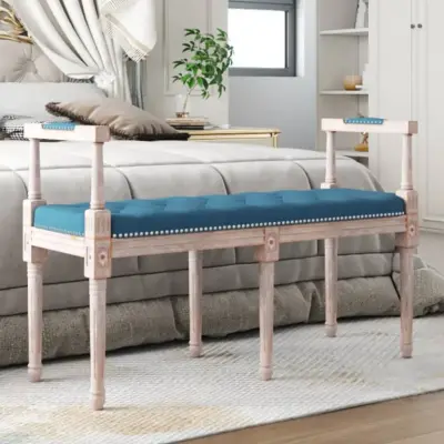 The Living Store Klop modra 110x40x70 cm žamet - Klop
