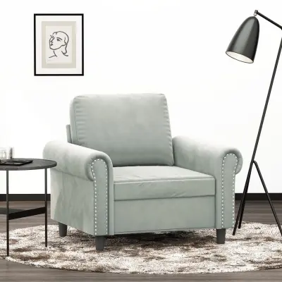 The Living Store Fotelj svetlo siv 60 cm žamet - Enosed