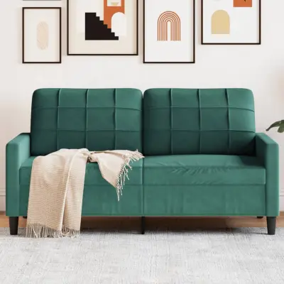 The Living Store Dvosed temno zelen 140 cm žamet - Dvosed
