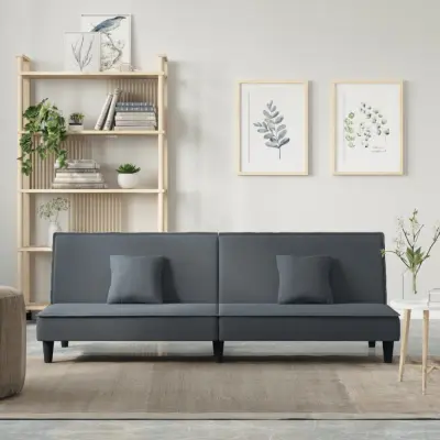 The Living Store Raztegljiv kavč temno siv žamet - Raztegljiv Kavč
