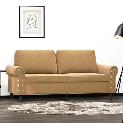 The Living Store Kavč dvosed rjav 140 cm žamet - Dvosed