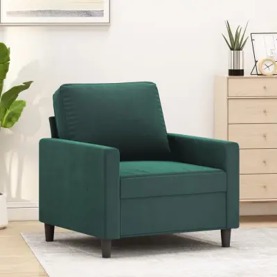 The Living Store Fotelj temno zelen 60 cm žamet - Enosed