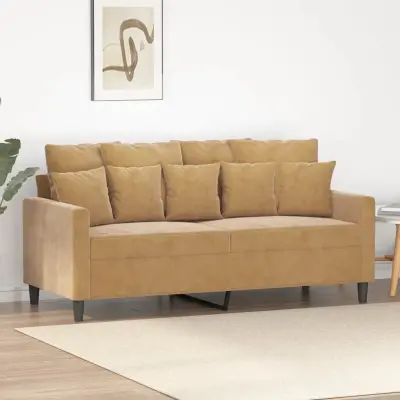 The Living Store Kavč dvosed rjav 140 cm žamet - Dvosed