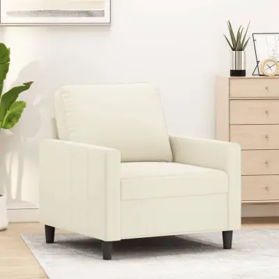 The Living Store Fotelj krem 60 cm žamet - Enosed