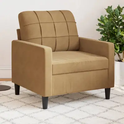 The Living Store Fotelj rjav 60 cm žamet - Enosed