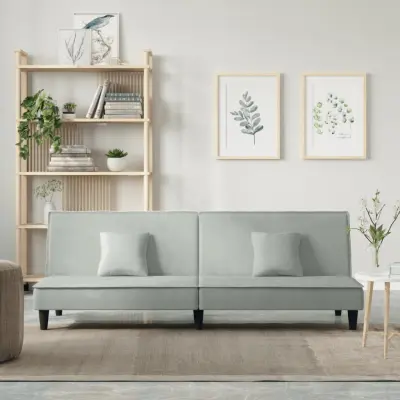 The Living Store Raztegljiv kavč svetlo siv žamet - Raztegljiv Kavč