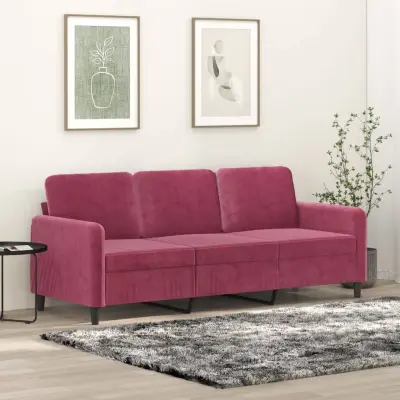 The Living Store Kavč trosed vinsko rdeč 180 cm žamet - Trosed