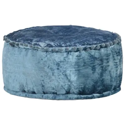 The Living Store Okrogel tabure iz žameta 40x20 cm moder - Tabure