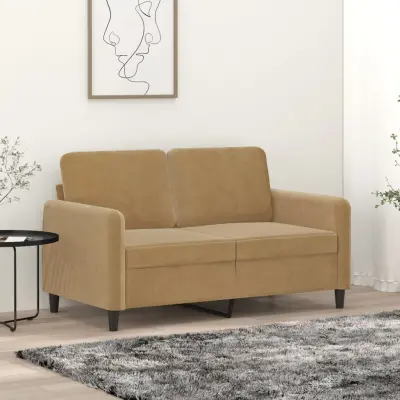 The Living Store Kavč dvosed rjav 120 cm žamet - Dvosed