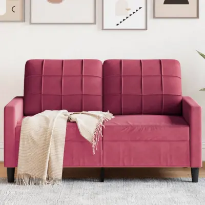 The Living Store Dvosed vinsko rdeč 120 cm žamet - Dvosed