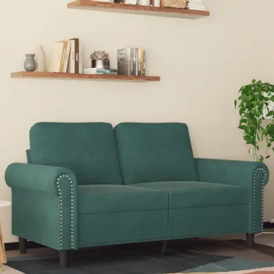 The Living Store Dvosed temno zelen 120 cm žamet - Dvosed