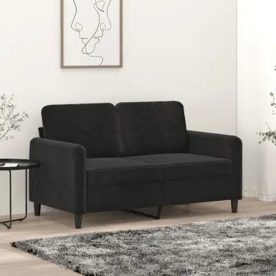 The Living Store Kavč dvosed črn 120 cm žamet - Dvosed