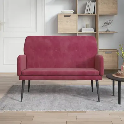 The Living Store Klop vinsko rdeča 108x79x79 cm žamet - Klop