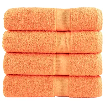 The Living Store Premium brisače SOLUND 4 kos oranžna 70x140 cm 600 g/m2 - Brisača Za Prhanje