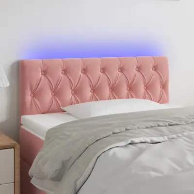 The Living Store LED posteljno vzglavje roza 90x7x78/88 cm žamet - LED Vzglavje